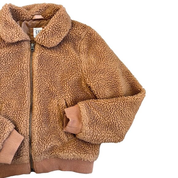 Gap Kids Tan Sherpa Zip Up Jacket L - Picture 3 of 5